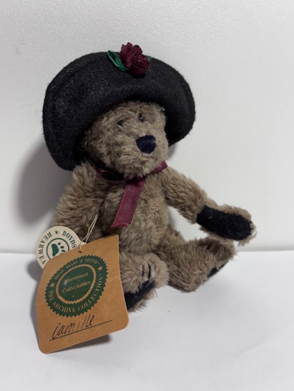 Boyds Bears Camille du Bear 6” Felt Hat w/Rose